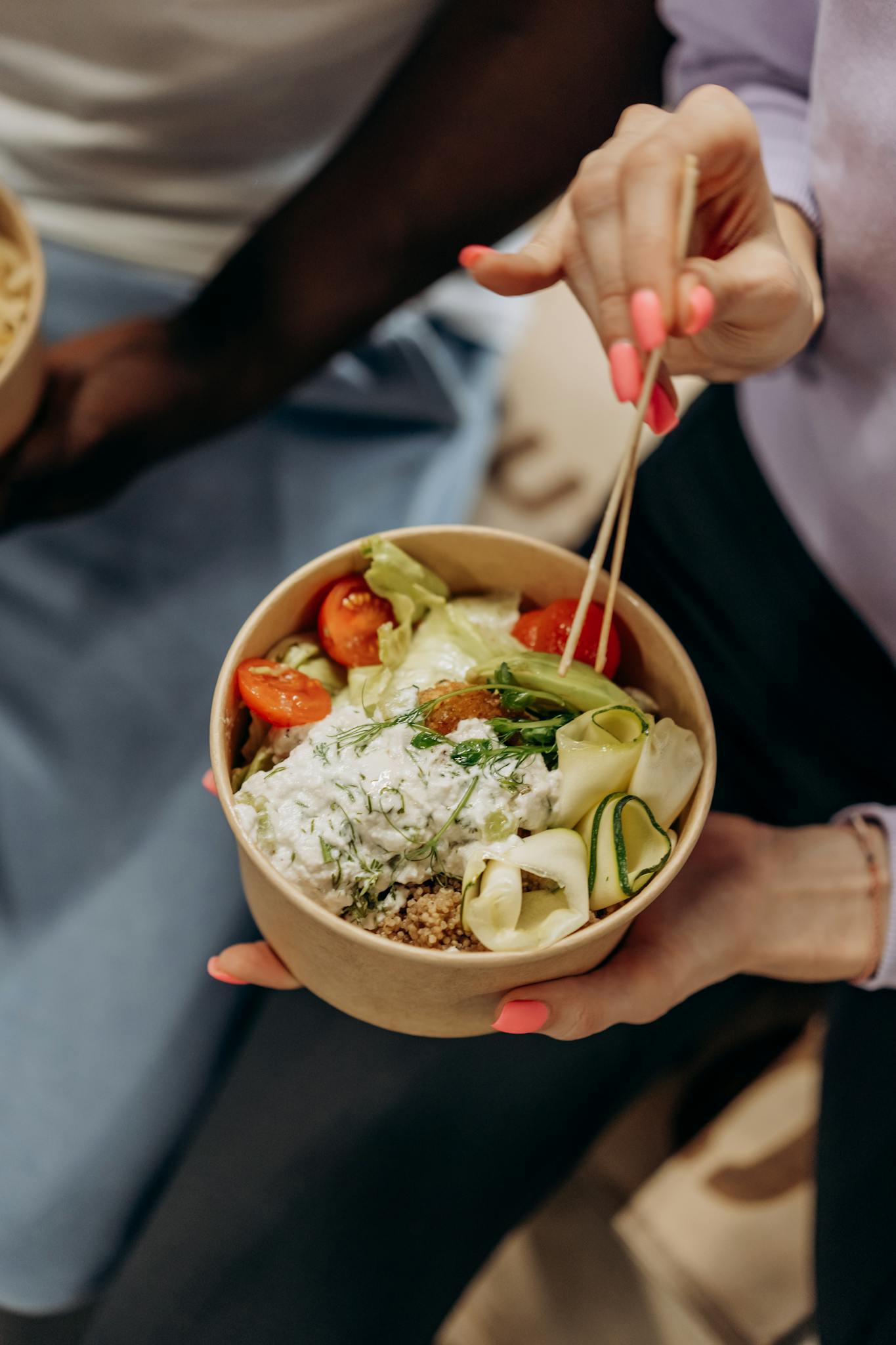 delicious healthy grain bowl with fresh veggies